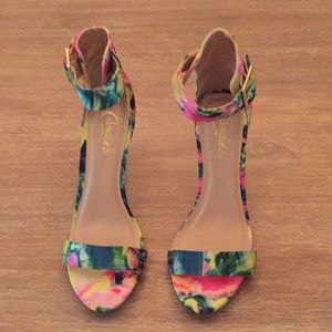 Candies Floral Fabric High Heel Sandal
